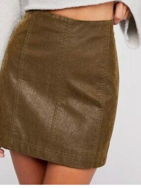 Free People Brown Modern Vegan Suede Mini Skirt Tobacco Size 12